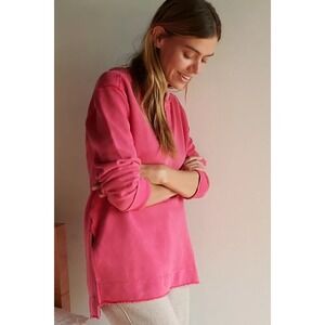 Anthropologie Pilcro Women Sweatshirt XS Pink Raw Hem Split Back Pullover Tunic